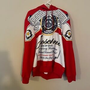 Moschino Red and White Graphic Hoodie